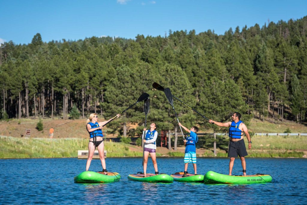 Paddle Boarding in Monte Verde Lake in Angel Fire, New Mexico.