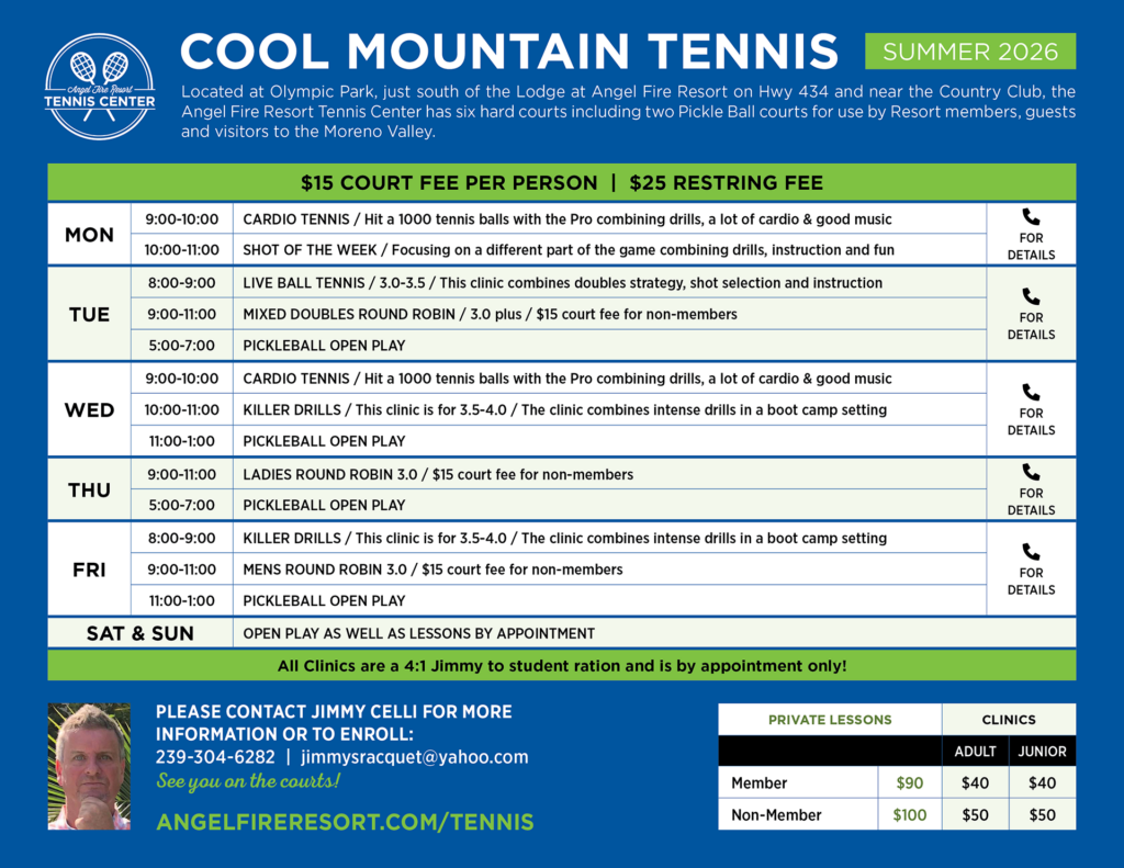 Angel Fire Resort Tennis Clinics 2026